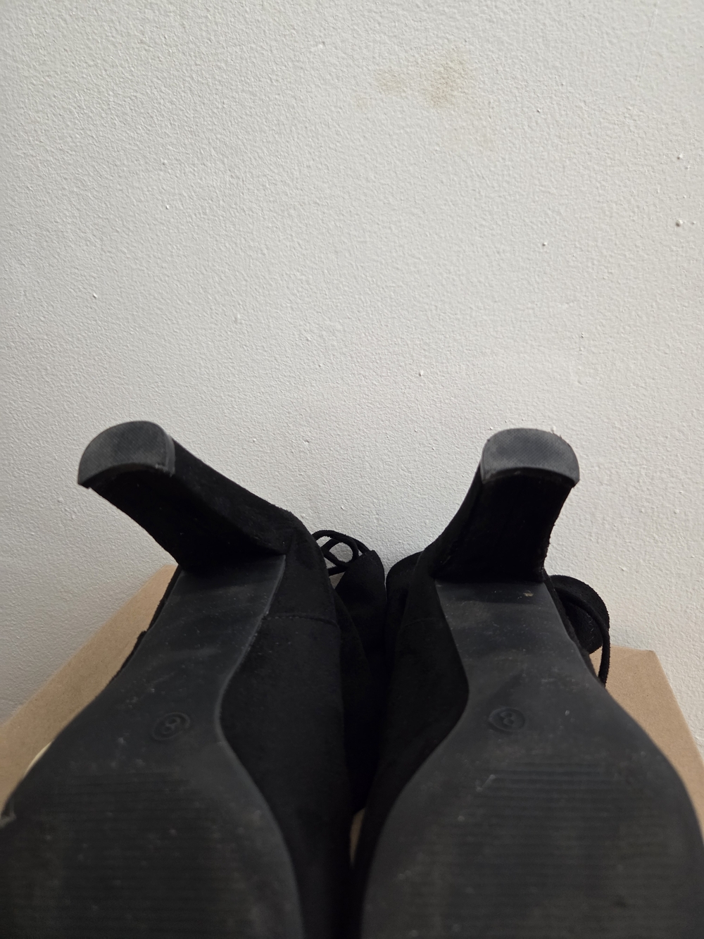 Women's Black Suede Ankle Booties with Block Heel - Picture 8 of 8